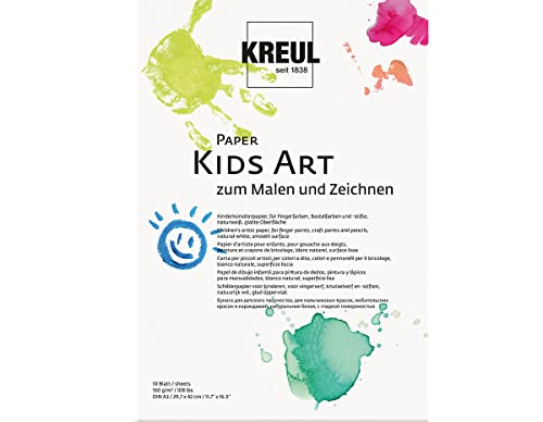 KREUL 27502 - Paper Kids Art zum Malen und Zeichnen, DIN A3, 20 Blatt, Kinderkünstlerpapier, naturweiß, glatte Oberfläche, geeignet für Fingerfarben, Bastelfarben und -stifte