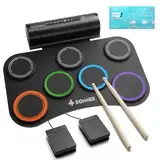 Donner Schlagzeug Elektronisch 7 Pads, 40 Schlagzeug-Lektionen, Kinder Instrumentenspielzeug als Weihnachts- und Geburtstagsgeschenk (DED-20R) NEU aufgerüstet