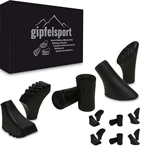 gipfelsport Nordic Walking Stöcke Gummipuffer für Walkingstöcke, Wanderstöcke und Trekkingstöcke | gemischt, 12 Stück, 6 Paare