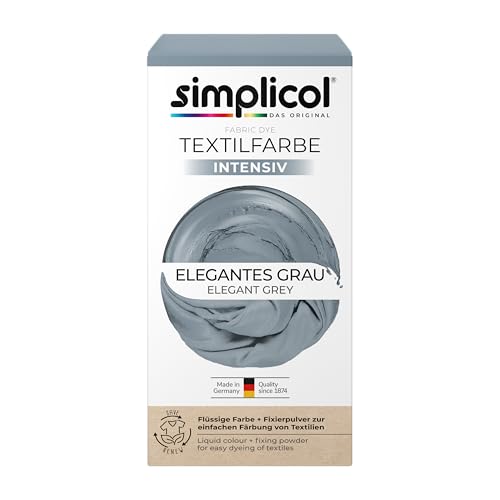 simplicol Textilfarbe intensiv Elegantes Grau| Einfaches Färben in der Waschmaschine | Flüssige Farbe & Fixierpulver | 1er Pack