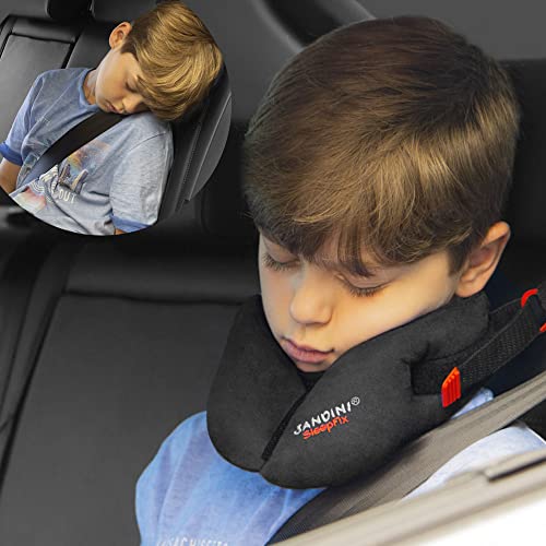 SANDINI SleepFix® Kids BASIC – Kinder Schlafkissen mit Stützfunktion – Kindersitz-Zubehör als BASIC Version für Auto/Fahrrad/Reise – Verhindert das Abkippen des Kopfes im Schlaf