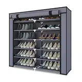 Mondeer 6 Schicht Schuhschrank Schuhablage Schuhregal Staubdichtes Stoffregal für ca. 36 Paar Schuhe, 110cm*115cm*30cm, Schuhständer mit Schutzhülle, für Wohnzimmer, Schlafzimmer, Flur, Grau