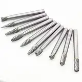 10 Stück Hartmetall Frässtifte Set, 6mm 1/4 zoll Schaft Doppelschnitt Rotationsfräser Set für Schleiferbohrer für DIY Holzbearbeitung, Schnitzen, Metallpolieren, Gravieren und Bohren