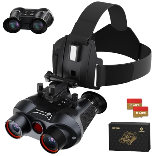 3D-VR-Nachtsichtbrille, wiederaufladbares Kopffernglas mit eingebautem Riesenbildschirm, 4K-Video, 36-MP-Fotos und 6-facher Digitalzoom, inklusive 32 GB TF-Karte