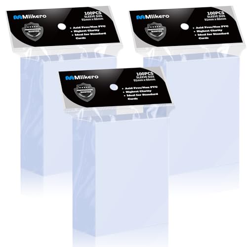 Mlikero 300 Stück Standard Soft Kartenhüllen, Transparente Kartenhüllen Passend für MTG Karten, Sammelkarten, Sportkarten, Karten Hüllen 66 x 91 mm