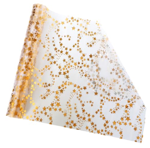 Organza Tischläufer Sterne 28CM×8M, Stutfree Gold Tischdecken Dekostoff, Tischläufer Gold Tischband für Weihnachten & Adventszeit, Festliche Dekoration zu besonderen Anlässen