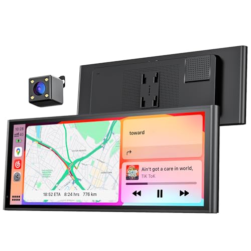 Krunia 9,26" Drahtloses Tragbares CarPlay Display für Apple CarPlay & Android Auto, OTA-Updates, Rückfahrkamera, Mirror Link, Bluetooth 5.0, Sprachsteuerung, GPS-Navigation, FM