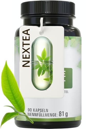 NEXTEA Die verbesserte Formel 2025 hochdosiert, Grüntee Extrakt Kapseln, 2.259 mg Grüner Tee Extrakt pro Tagesdosis – mit 339 mg EGCG und 1.130 mg Polyphenole, 90 Kapseln