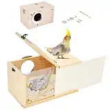 Jortmrd Nistkasten Wellensittich Vogelnest Brutkasten für Vögel Transparentes Design Vogelzuchtbox Vogelzucht Vogelhaus aus Holz für Sittich Lovebirds Papageien (12x12x19,5cm)