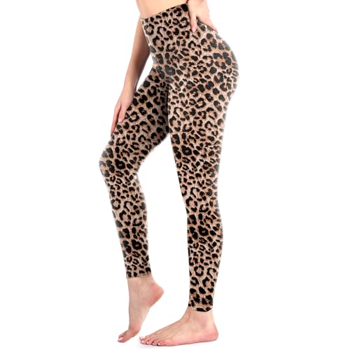 Sanpetix Hohe Taille weiche Leggings Damen, Frauen Dehnbare Hose für Damen, Fitnessstudio Leopard SM