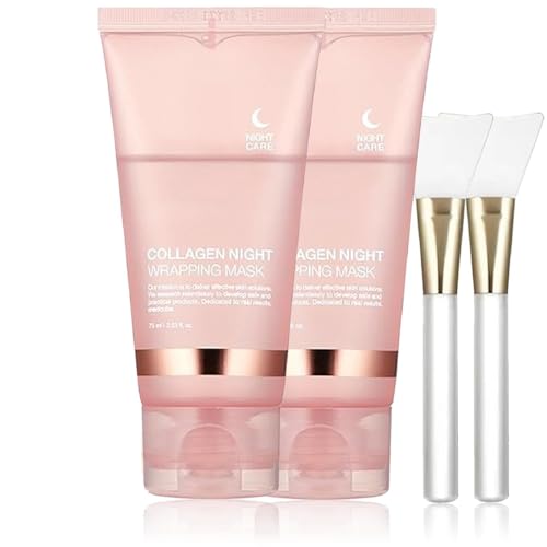 Collagen Night Wrapping Mask, Collagen Overnight Wrapping Peel Off Facial Mask, Perfekt für trockene & dehydrierte Haut (2pcs)