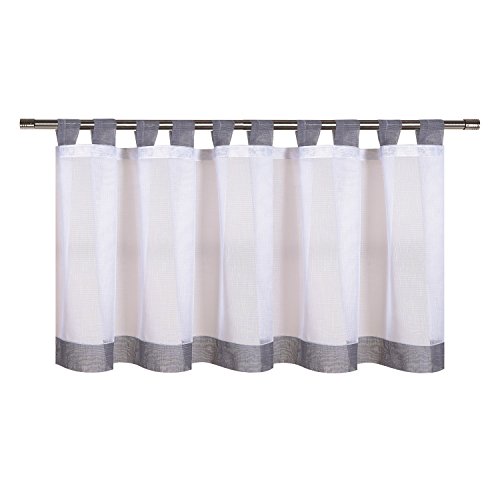 Scheibengardine NALA grau B/H: 150 x 50cm transparente Kurzgardine mit Schlaufen