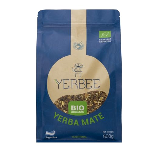 YERBEE Yerba Mate Tee Bio (500 g) Argentinien | Gereift, Luftgetrocknet, Rauchfrei, Staubarm | Premium Argentinische Yerba Mate Bio mit Feinen Blättern