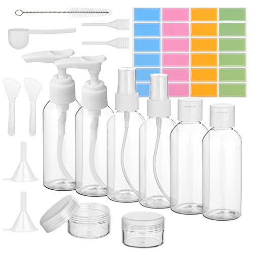 flintronic 80ml Leere Reiseflaschen Set, Reiseflaschen zum Befüllen mit Kleinem Trichter, Plastikflaschen Leer Flug Flasche Set, Reiseset Kosmetik Leer für Flugreisen Shampoo Geschäftsreise Lotion