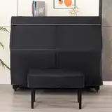 Mavcobo Klavierabdeckung High-End-Klavierstaubschutz Schwarze Klavierplane aus technischem Stoff mit Einzelhockerabdeckung und Doppelhockerabdeckung(A,153 * 36cm)