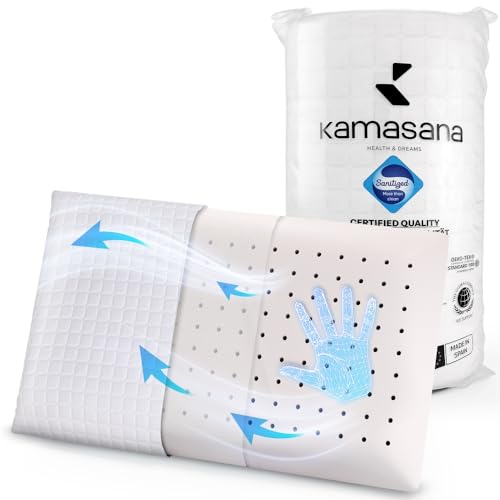 KAMASANA Bliss Sanitized® Nackenstützkissen 40x80 - Ergonomisches Kopfkissen Nackenschmerzen - Orthopädisches Kissen Memory Foam Pillow - Längere Lebensdauer Schweizer Imprägnierung Made in Spain