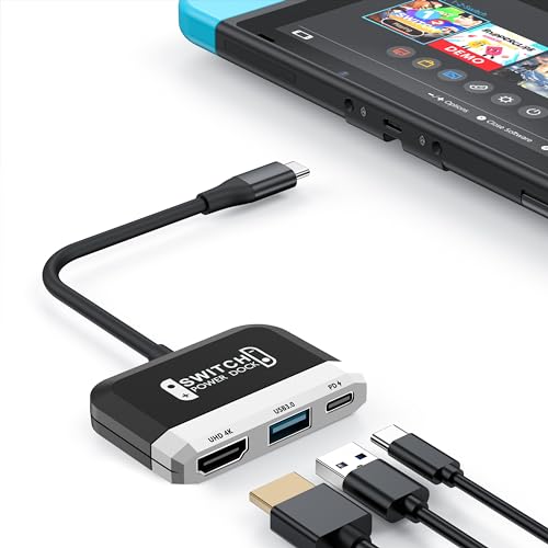Switch Dock for Nintendo Switch OLED, 3 in 1 Switch TV Adapter with 4K HDMI, USB 3.0 Port, Type C 100W Charging, Portable Switch Docking Station Travel, for Samsung Dex S24, MacBook