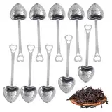 10 Stück Teesieb Edelstahl, Tea Strainer, Heart Shaped Tea Infuser, Mit Griff, Hergestellt Aus Edelstahl 304, Geeignet Für Losen Blatt-Tee Grüner Tee Kräutertee