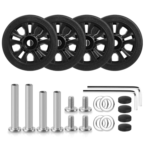 Volein 4 Stück Kofferrollen Ersatzrollen 55x11mm Koffer Ersatzrollen Schwarz Verschleißfeste Gummi Ersatzräder für Koffer mit Doppelrollen(Schwarz-VN2)