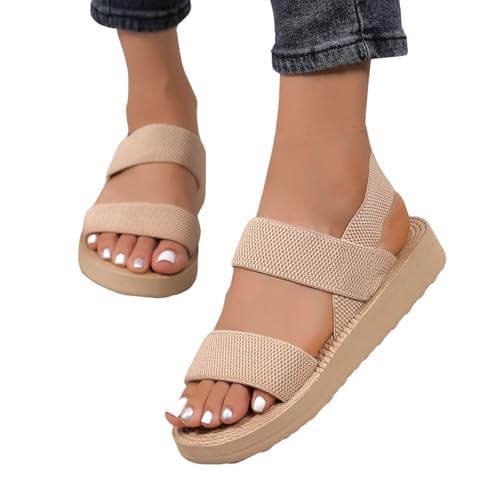 damen sandalen sommer, barfuss sandalen, Sandalen Damen Sommer Bequem Hausschuhe Offene Schuhe Breite Füße Schicke Latschen Sommerschuhe Elegant Slingback Barfuss Sandaletten Keilabsatz Damensandalen