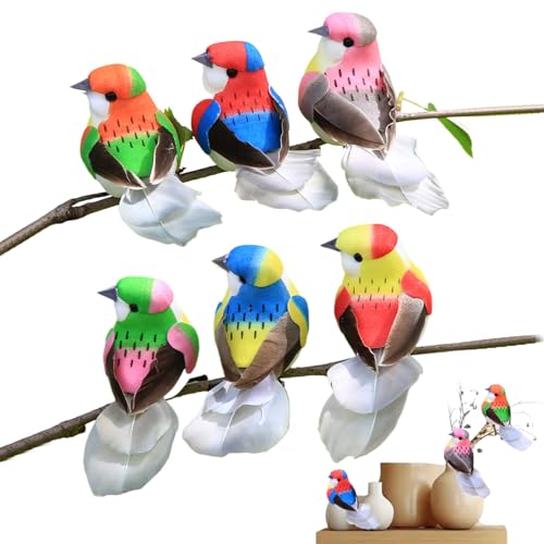 Vogel-Deko | 6 Stück Realistische Schaumstoffvögel,Leichtes Kunstfeder-Design & Langlebige Deko Für Hochzeit Wohnzimmer Balkon Garten Zuhause