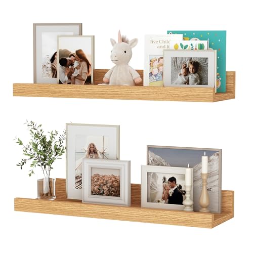 Feihorrm Wandregal, 2er Set, 40cm Schweberegal aus MDF Holz, Wandboard für Bilderrahmen und Dekorationen, Industriedesign, Geeignet für Arbeitszimmer, Schlafzimmer und Küche (Beige, 40 cm)