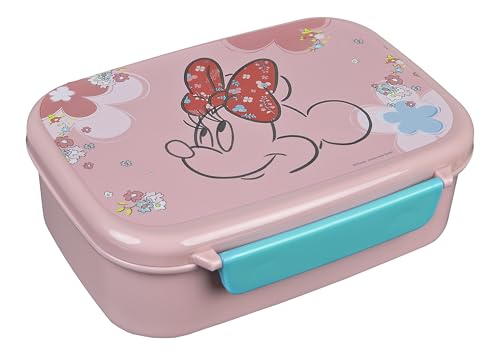 Scooli - Disney Minnie Mouse Brotzeitdose - Mit herausnehmbarem Einsatz - Kindergarten Brotdose - Sandwichbox Schule - Brotzeitdose aus Kunststoff BPA frei