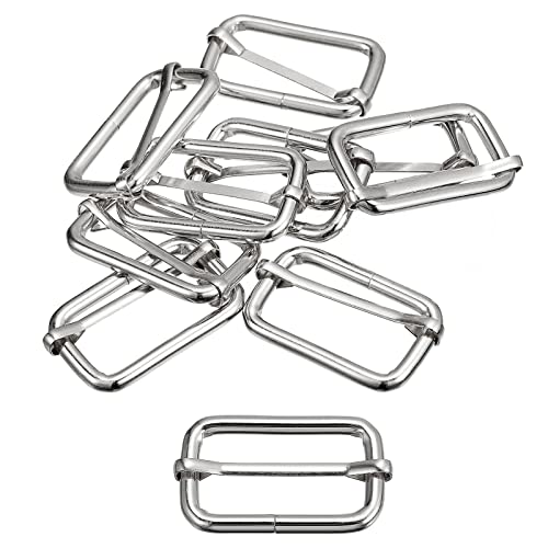 sourcing map 10 Stück Rutschen Schnallen 38x20x3.8mm Metall Rechteck Verstelle Triglides Rolle Stifte Schieber Gurt Einstelle für Gürteltaschen DIY Zubehör Silber Ton