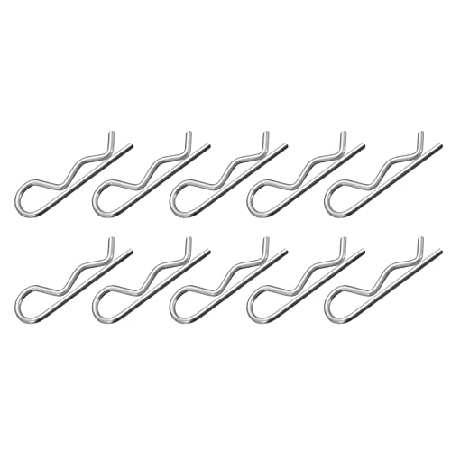 METALLIXITY Federstecker Stifte (2mmx40mm) 50Stk Karbonstahl R Geformt Feder Klemme Stifte für Anhängebolzen Schloss Systeme Silber Ton