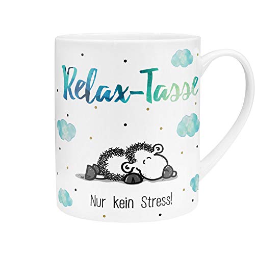 Sheepworld XL-Tasse Motiv "Relax" | Große Tasse aus Porzellan, XL Jumbo-Tasse, 60 cl, Tasse mit Spruch | Geschenk, Freund, Freundin | 45755