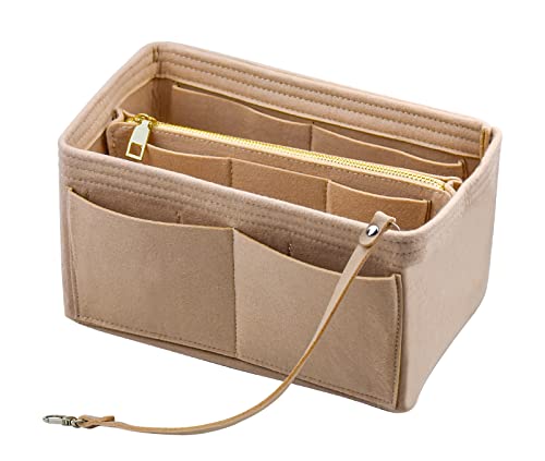 PANSYFEN Handtaschen Organizer Bag in Bag Taschenorganizer 26x14x15cm Filz Taschenorganizer Multi-Pocket Handtasche Innentasche für Frauen mit Abnehmbare Reißverschluss-Tasche