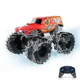 Carox Amphibienfahrzeug Ferngesteuertes Auto, 2.4 Ghz 1500mah RC Auto, Wasserdicht Monstertruck Auto Car Pool Strand Spielzeug für Kinder ab 6 Jahre OX21RED