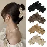 Blume Haarklammer, 4PCS Matte Haarspangen für Frauen Niedlich Haarspangen, Hawaiian Haar Blume Clip Große Haarspange Starken Halt Haar Krallen Haar Zubehör