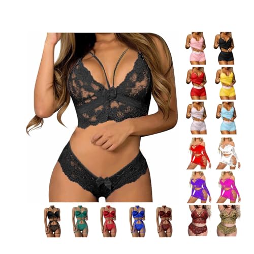 Awrvia blitzangebote des Tages Dessous Damen Sexy Unterwäsche Push Up Spitzen-BH und Höschen Verstellbar Riemen 2-teiliges Set Erotisch Tüll Transparent Lingerie Hohe Taille Zweiteiliges