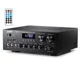 Verstärker, Moukey Bluetooth Leistungsverstärker Dual Kanal Audio Stereo Receiver mit USD, SD, AUX, MIC IN mit Echo, Radio, LED Für Karaoke, Heimkino, MAMP1