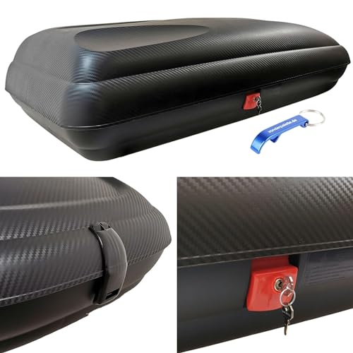 Dachbox Auto VDP-BA320 - Dachkoffer für Auto 320l - Autobox Dach im Carbonlook - Roof Box Autodach mit Zentralverriegelung - Geräumiger Dachgepäckträger Auto - Aerodynamische Dachboxen von VDP