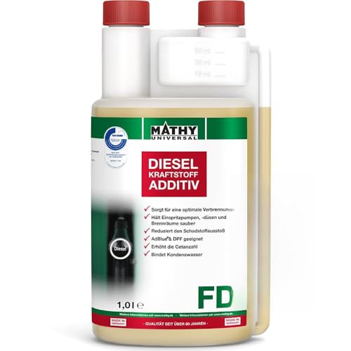 MATHY-FD Diesel-Pflege-Kraftstoffadditiv (1,0 l) – hochwirksamer Diesel Systemreiniger - Kraftstoffstabilisator - Diesel Additiv - stetige Reinigung