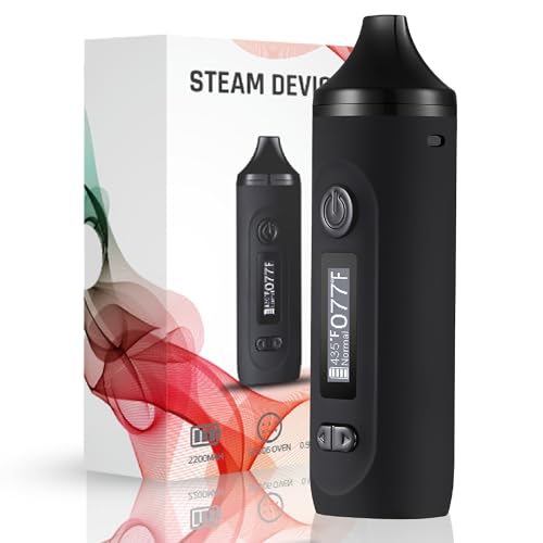 Vaporizer Cannabis IOUQ GeminiKit weed verdampfer kräuter E Zigarette mit LCD Display, Präzise Temperaturregelung, 2200 mAh Akku, Kompakte Größe für Unterwegs Vaporisator Cannabis (Metallic schwarz)