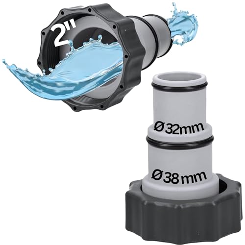 Kalitec Pool Adapter A - Schlauchadapter Pool 38mm und 32mm - Pool Zubehör Schlauchtülle mit Dichtring (2er Set)