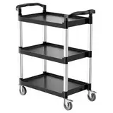 VEVOR Universalwagen, 136 kg Tragkraft, 3-stufiger Universalwagen aus Kunststoff mit 360° Schwenkrädern (2 mit Bremse), 880x410x990 mm großer Servierwagen für Lager, Büro, Zuhause, Restaurant, Küche