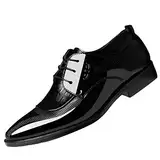 Herren Formal Dress Schuhe Spitze Zehen Leder Schuhe Schnürung Stilvolle Smart Schuhe, Schwarz, 41 EU