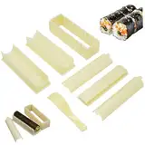 NethCasti Sushi Making Kit (7pcs) Quadrat, runde und herzförmige Sushi -Form mit Löffel und sogar Schlitz für den einfachen Schneiden von Plastikhersteller für Haushalt, CommercialKit