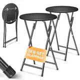 KESSER® Stehtisch 2er Set Bistrotisch mit PVC-Platte | Wetterbeständiger Klapptisch | 60cm / 110cm | Partytisch Tisch rutschfest | In- & Outdoor | Hochzeit Empfangstisch 4 Standfüße pulverbeschichtet