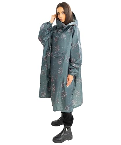 Jubi® Regenponcho Damen aus 100% Recycled Polyester - Grün- Nachhaltig, Leicht & Wasserdicht