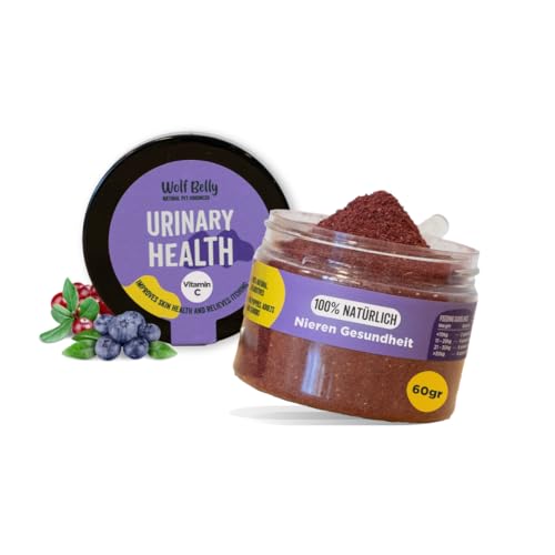 Wolf Belly - Blasenentzündung Beim Hunde und Katzen 100% Natürlich (60 gr) Cranberry Pulver Hund, Struvitsteine Katze Auflösen, Nahrungsergänzungsmittel Hund Inkontinenz - Urinary Health