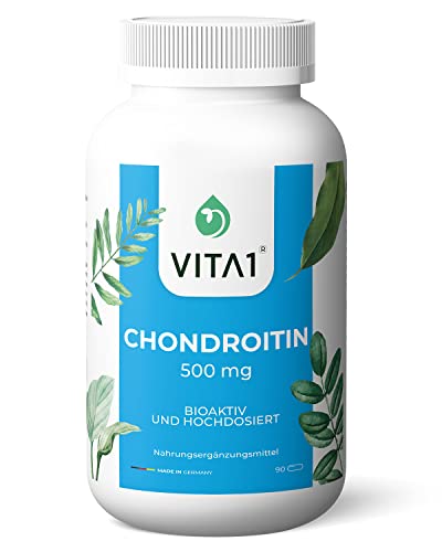 VITA1 Chondroitin 500mg • 90 Kapseln (6 Wochen Vorrat) Chondroitinsulfat von 90%natürlichen Chondroitin