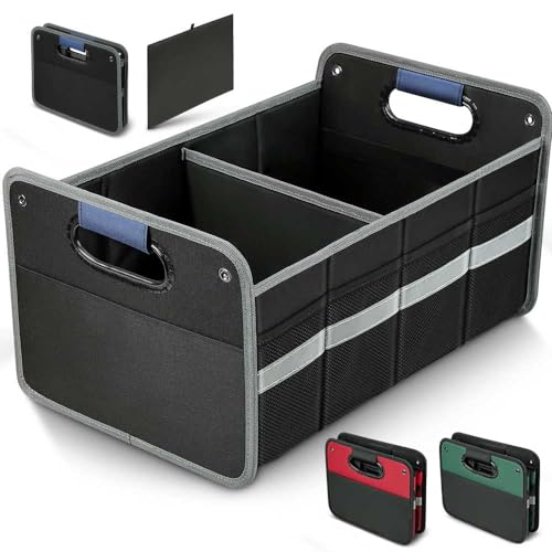WINHUNT Kofferraum-Organizer, Auto-Aufbewahrung und Organizer, verstärkte Griffe, 50 l wasserdichtes Polyester, Autozubehör, Organizer für Auto, SUV, Limousine, LKW, Minivan (Schwarz)