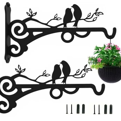 DragonX2 2 Stück Blumenampel Halterung Metall, 20cm Blumenampel Vogelhäuschen Wandhalter Haken, Blumentopf Wandhalterung, Geeignet Für Gartendekoration, Blumentöpfe, Lichterkette