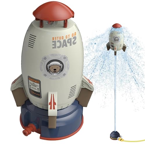 Rocket Wassersprinkler Kinder Outdoor,Water Rocket Sprinkler,Wasserspielzeug Garten Spielzeug,Garten Wasserstrahl Rakete,Outdoor Wasserspielzeug Sprinkler für Kinder Raketenform