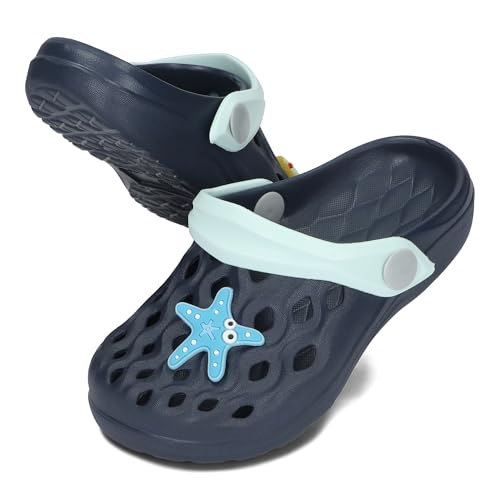 BeKiddy Unisex Kinder Eva Clogs mit Schuhanstecker Leichte Gartenschuhe Jungen Mädchen 24-34 EU (Marineblau, EU Schuhgrößensystem, Kleinkind, Numerisch (von/bis), M, 32, 33)